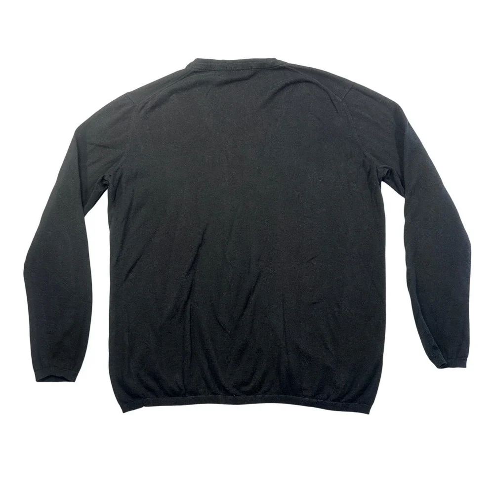Lacoste Mens Navy Blue V-Neck Cotton Knit Sweater‎ Size 46 XL
